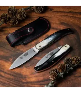 Coltello da caccia Pastora, manico in corno di toro levigato (con fondina) ⚔️