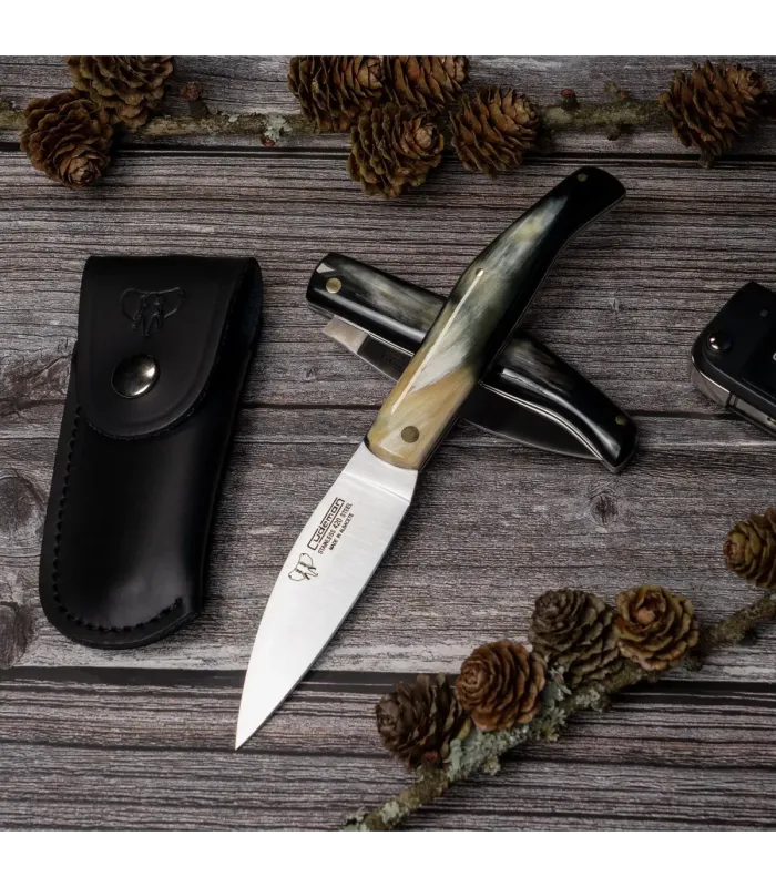 Coltello da caccia Cudeman, manico in corno di toro levigato (con fondina) ⚔️
