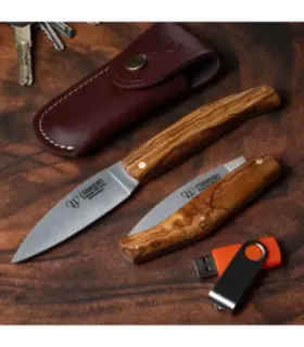 Jagtkniv Cudeman, naturlig oliventræhåndtag (med etui) ⚔️