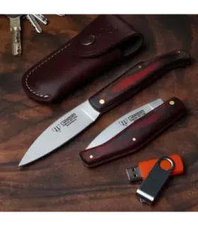 Coltello da caccia Cudeman, manico in stamina rossa satinata (con fondina) ⚔️