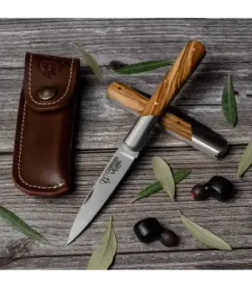 Couteau de chasse Vendetta, manche en olivier naturel (avec étui) ⚔️