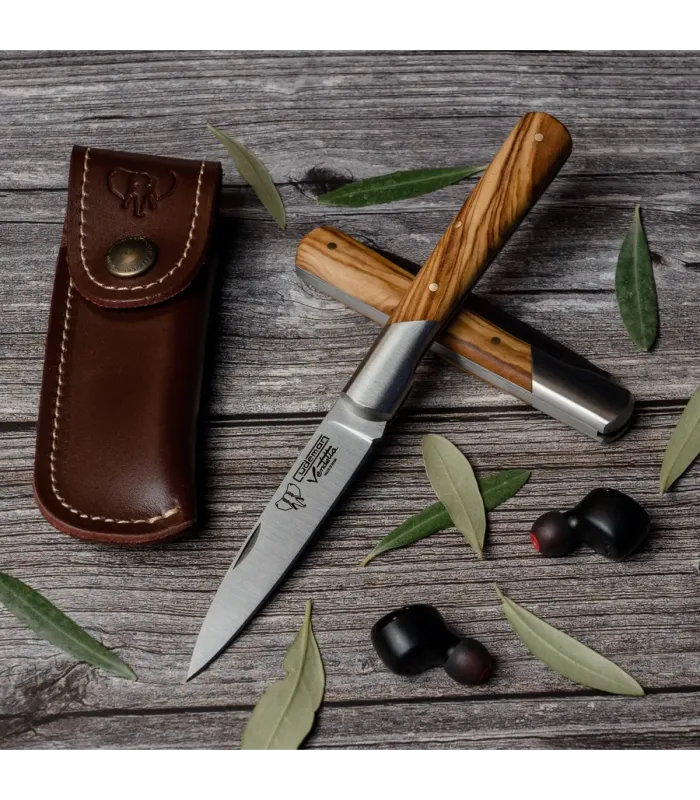 Navaja de caza Vendetta, mango olivo natural (con funda) ⚔️