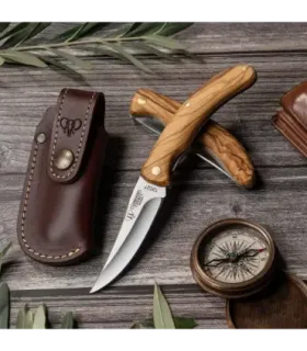 Jagtkniv Cazorla, naturlig olivengreb satineret ⚔️