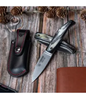 Coltello da caccia Delta, manico in corno di toro levigato (con fondina) ⚔️
