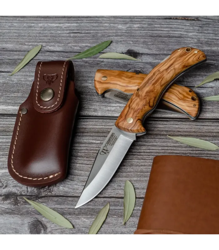 Coltello da caccia Artemisa, manico in ulivo naturale satinato ⚔️