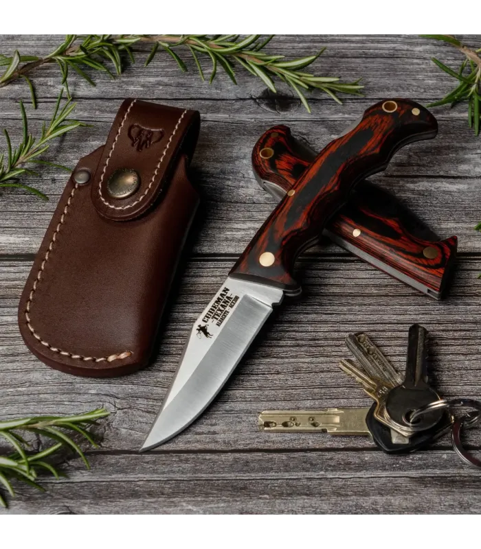 Coltello da caccia Texana, manico in legno di acero rosso satinato ⚔️