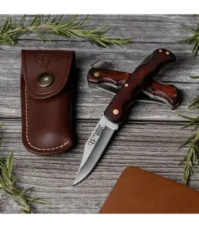 Jagtkniv Mikra, satinred staminahåndtag ⚔️