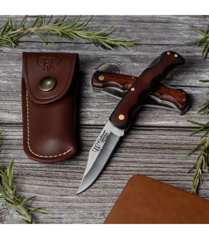 Couteau de chasse Mikra, manche en estamine rouge satinée ⚔️