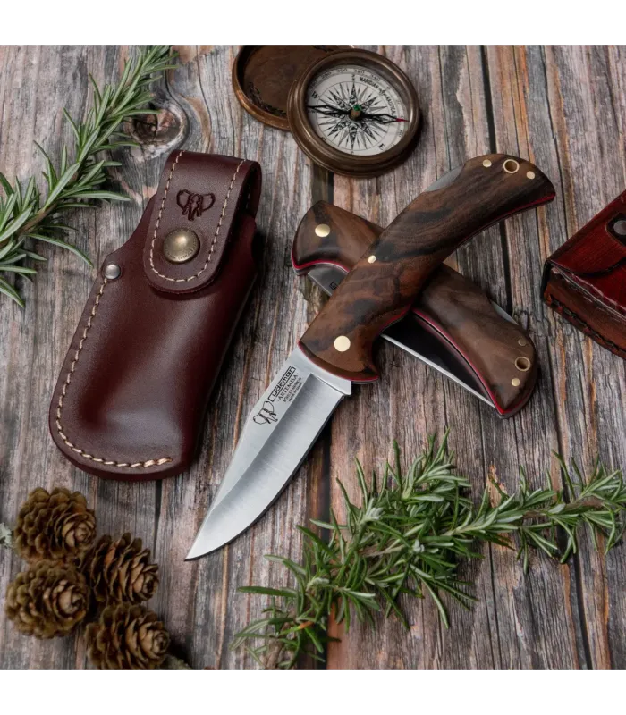 Canivete de caça Artemisa, cabo de nogueira acetinada (com capa) ⚔️