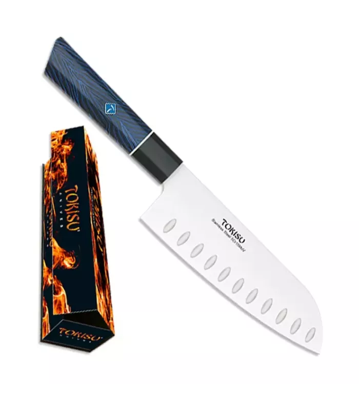 Faca de cozinha SANTOKU, cabo G10 Damasco da Tokisu (30 cm). ⚔️