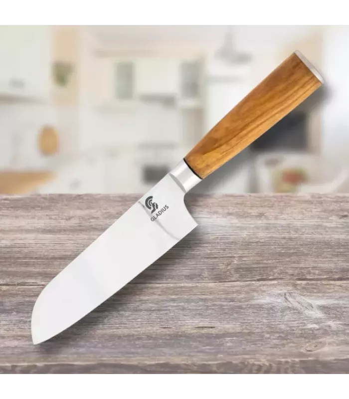 Japanisches Santoku-Messer Mango Olivenholz, Art Gladius ⚔️