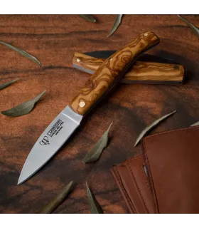Canivete de aço 420 com cabo de oliveira, lâmina de 7 cm. ⚔️