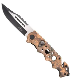 Third Skull Design Tactical Knife, Wood Color (21.2 cm.) ⚔️