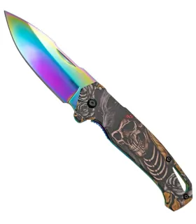 Taktisk kniv Third design 3D regnbue kranium (20,3 cm.) ⚔️