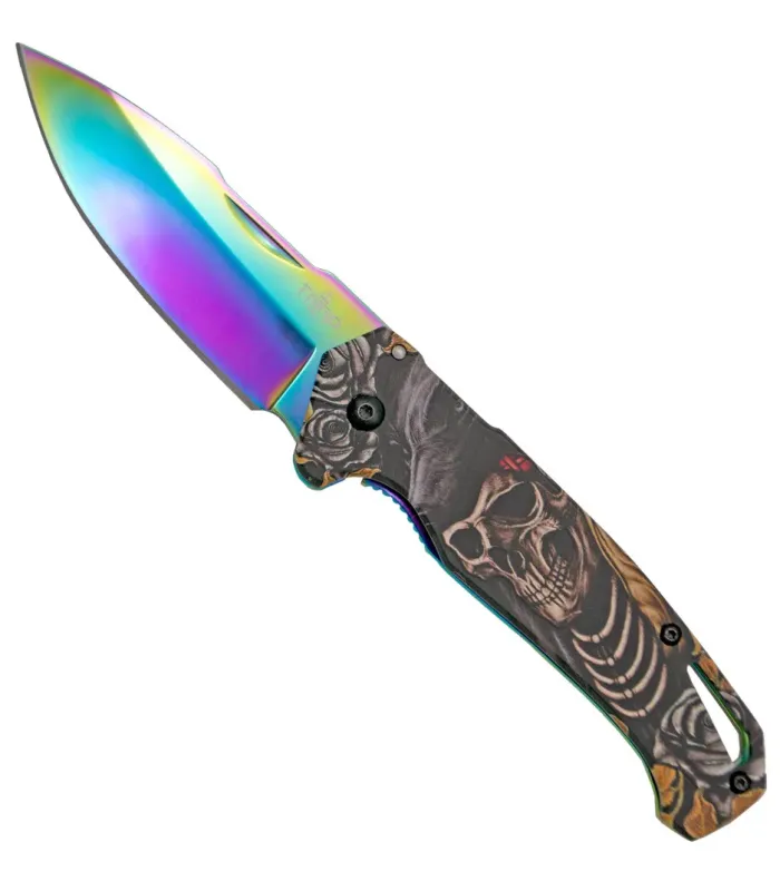 Navaja táctica Third diseño 3D rainbow calavera (20,3 cm.) ⚔️