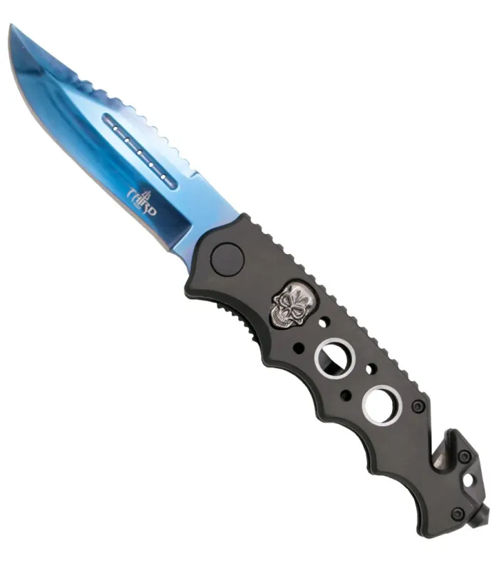 Navaja táctica Third diseño calavera, en negro (21,2 cm.) ⚔️