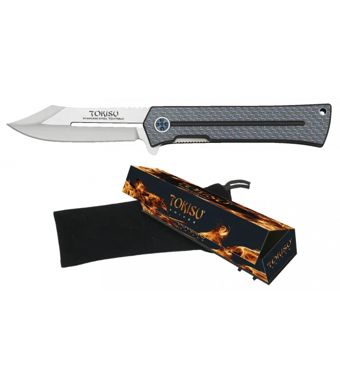 Navaja Tokisu CNC y mango G10 en fibra carbono ⚔️