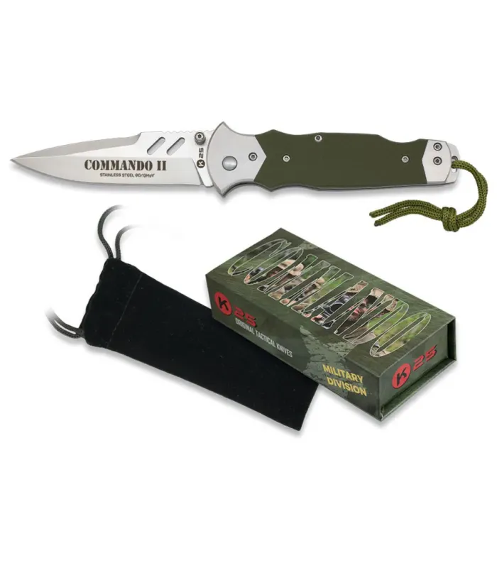 Canivete tático K25 Commando II segurança, com lâmina de 9,1 cm. ⚔️