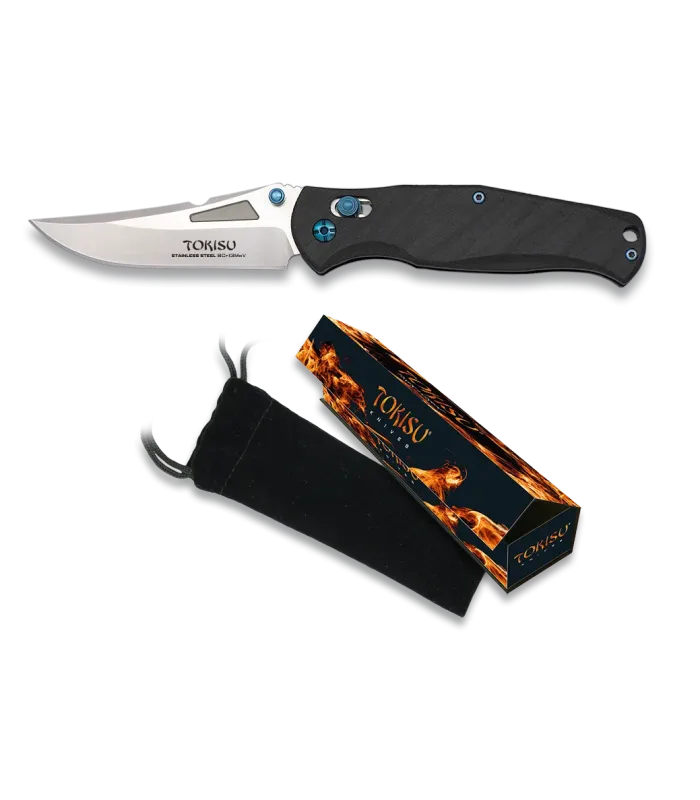 Canivete lâmina de aço escovado CNC e cabo G10, ergonômico. TOKISU ⚔️
