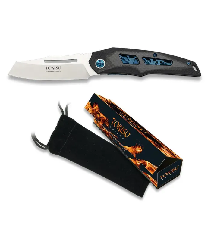 Canivete de bolso Tokisu Aço D2, Rolamentos CNC, lâmina de 8,5 cm. ⚔️
