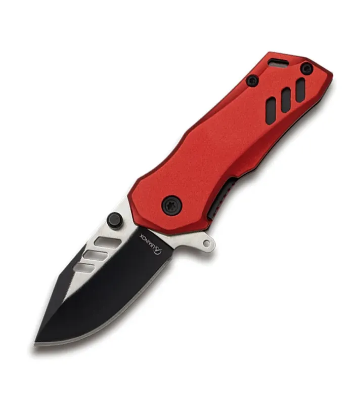 Navaja táctica K-25 con mango aluminio rojo ⚔️