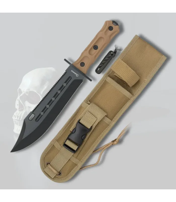 Cuchillo táctico Albainox coyote, hoja negra (36 cm.) ⚔️