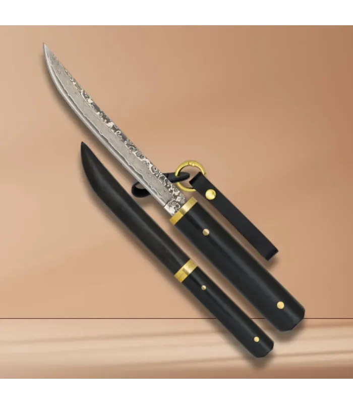 Albainox-kniv design Tanto Japansk, damaskusstålblad ⚔️