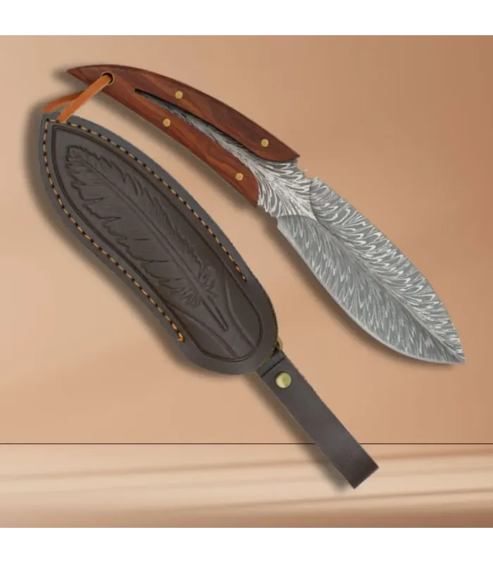Albainox Messer mit Federblatt, dekorierte Scheide ⚔️