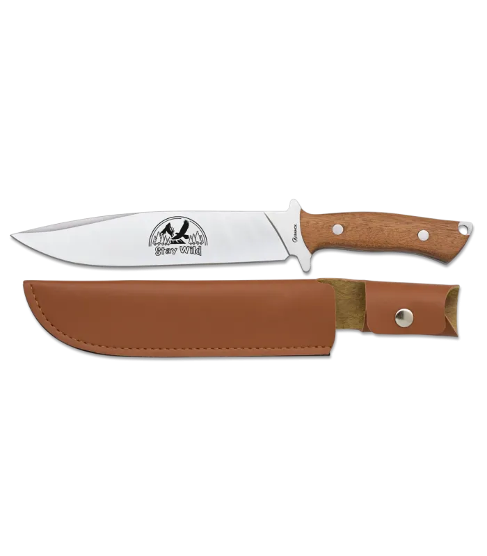 Jagdmesser Modell Stay Wild mit Lederscheide (31cm). ⚔️