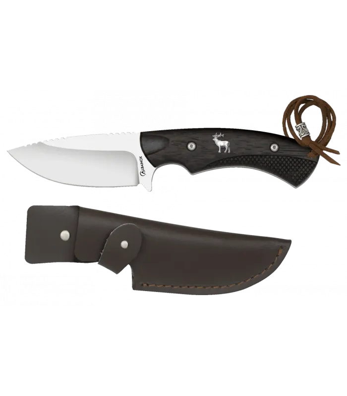 Cuchillo de caza Jabalí con funda de cuero (largo 22,3 cm.) ⚔️