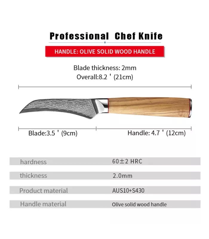 Küchenmesser für Gemüse, Ha Teikoku, Damaststahlblatt (33 cm) ⚔️