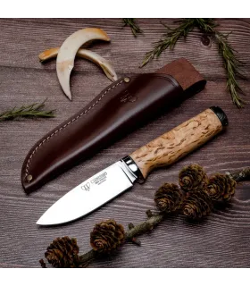 Cuchillo de caza abedul rizado pulido ⚔️