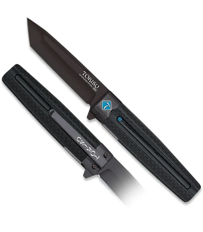 Terrænkniv model Tokisu D2 blad både, sort farve ⚔️