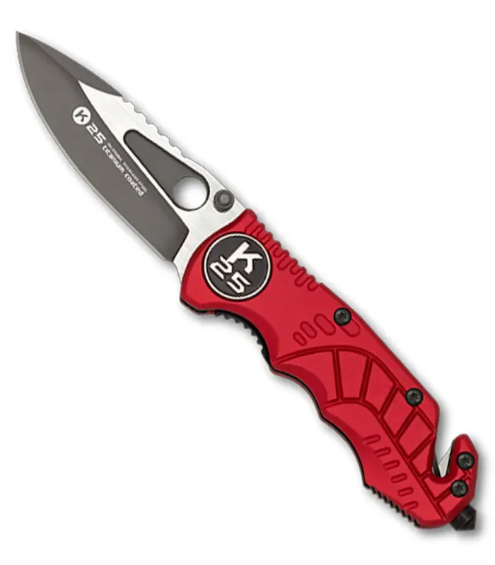 K25 Rescue Tactical Knife, Red Handle ⚔️