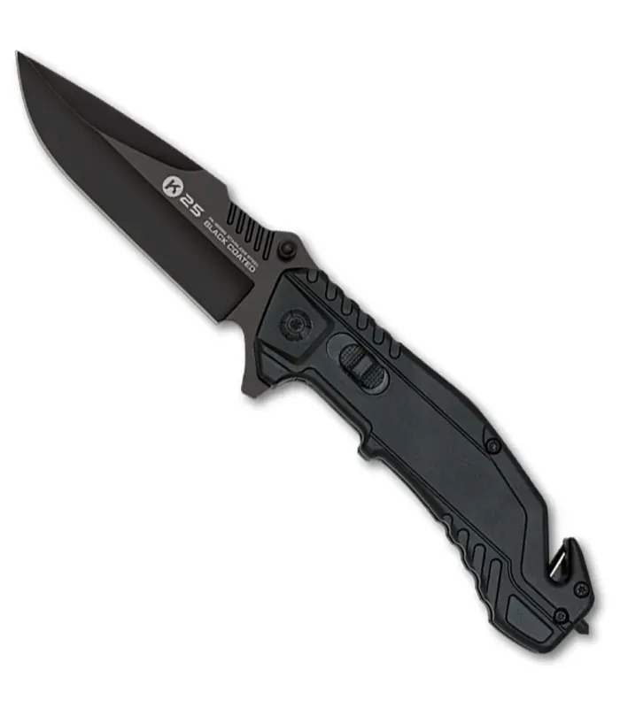 Coltello tattico di salvataggio K25 manico in alluminio nero ⚔️