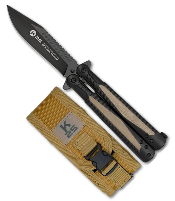 Navaja abanico K25 cabo mikarta, com bainha ⚔️