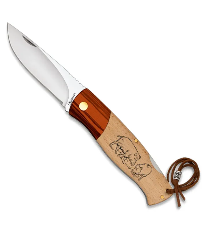 Navaja da campo Albainox manico in legno design cinghiali ⚔️