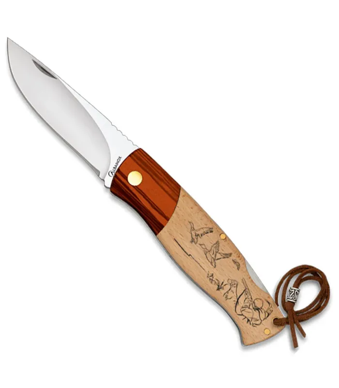 Couteau de camp Albainox avec manche en bois, design de chasse ⚔️