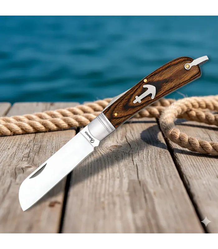 Albainox kniv med anker og papegøje næb (17,8 cm.) ⚔️