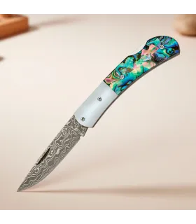 Albainox zakmes met parelhout en damaststalen lemmet (15,2 cm). ⚔️