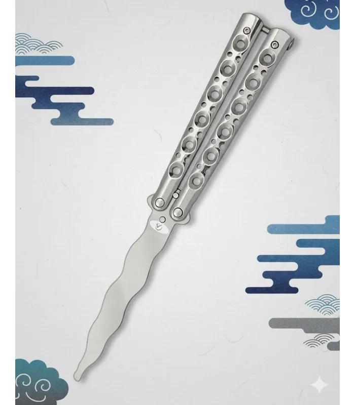 Canivete leque Albainox flamejante em prata (22,9 cm.) ⚔️