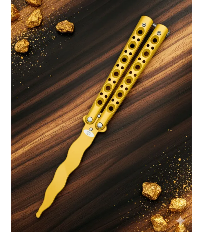 Canivete leque Albainox flamejante dourado (22,9 cm.) ⚔️
