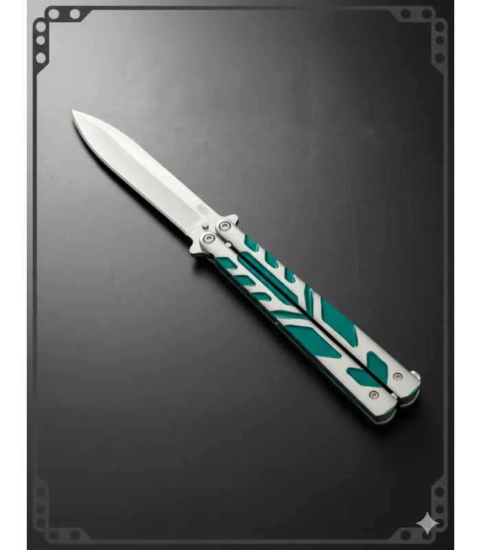 Coltello a farfalla SCK impugnatura verde-argento (22,2 cm.) ⚔️
