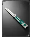 Vlindermes SCK met groen-zilveren handgreep (22,2 cm.) ⚔️