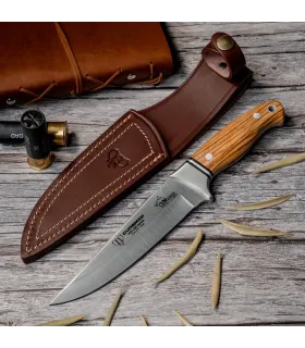 Jagtkniv med oliventræshåndtag, blad 15 cm. ⚔️