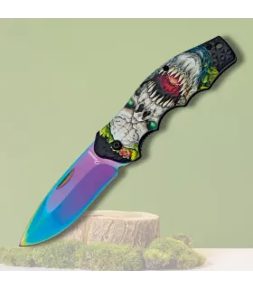 Couteau Albainox poignée Crâne 3D (19,8 cm.) ⚔️