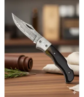 Field Knife brand Albainox Damascus blade bull horn (17.50 cm.) ⚔️