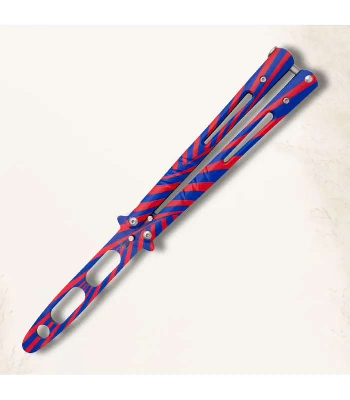 Blue and red fan practice knife without a sharp edge ⚔️