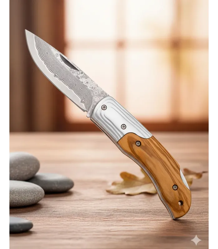 Canivete de campo marca Albainox lâmina damasco (17,50 cm.) ⚔️