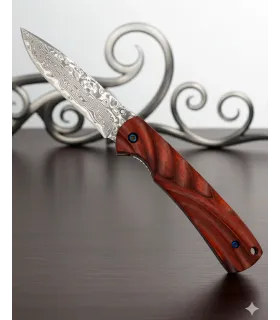 Couteau de campagne marque Albainox, lame damasquinée, staminca CNC (17,50 cm).